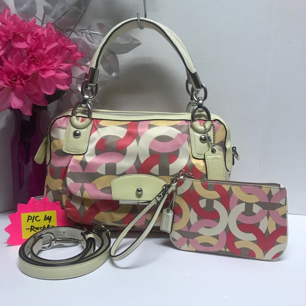 COACH KRISTIN 22744 Satchel HandBag Purse+Wristlet